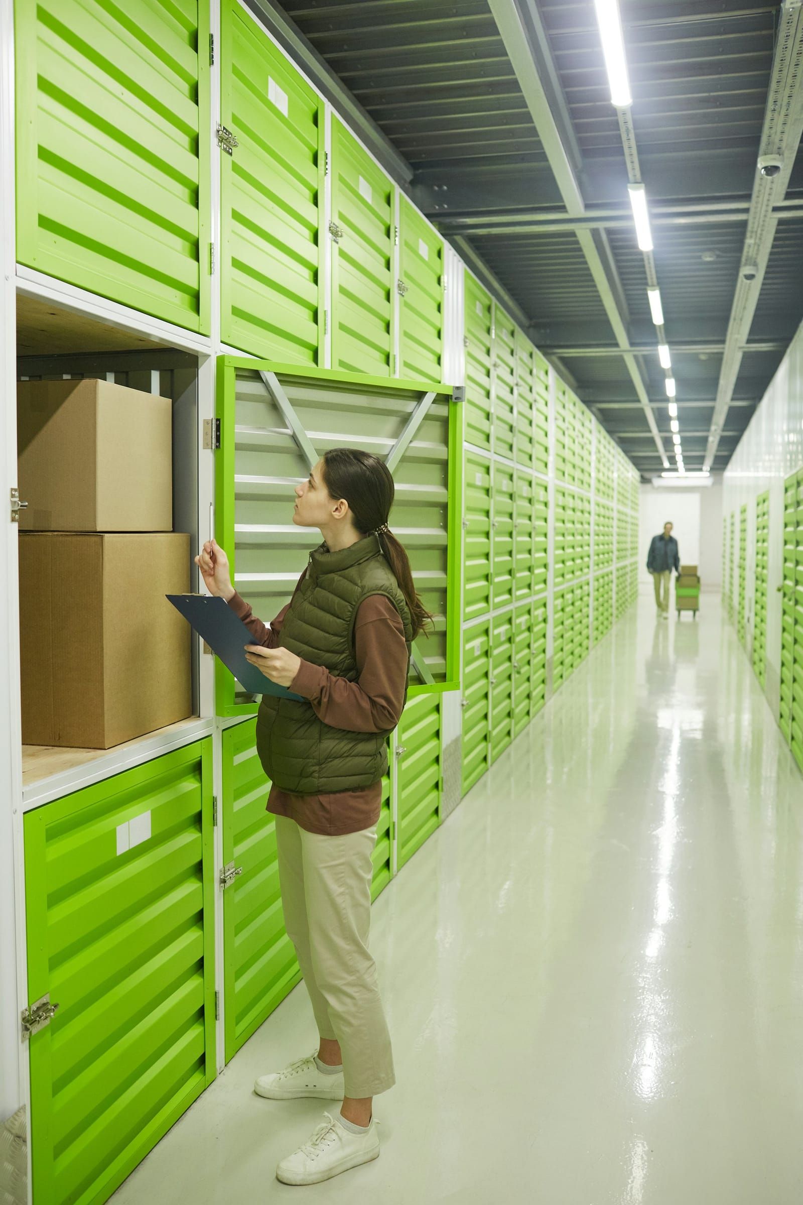 Clean, organized storage facility with orderly shelving
